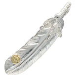 Silver claw with Silver extra large feather and K18 Gold metal facing right New Authentic from Japan