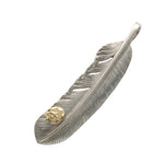 extra large Silver feather with K18 Gold metal facing right Authentic from Japan