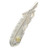 Silver claw with extra large Silver feather with K18 Gold metal facing left New Authentic from Japan