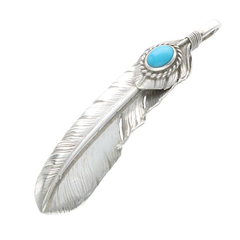 SV(Silver) TQ (turquoise) extra large feather facing left Vintage (small hole) Authentic from Japan