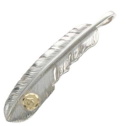 extra large Silver feather with K18 Gold metal facing left Authentic from Japan