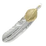K18 Gold heart with extra large Silver feather facing right New Authentic from Japan