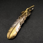K18 Gold Claw with Silver extra large feather and K18 Gold tip facing left Authentic from Japan