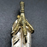 K18 Gold claw with Silver extra large feather and K18 Gold metal facing right Authentic from Japan