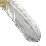 K18 Gold heart with extra large Silver feather facing right New Authentic from Japan