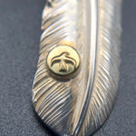 K18 Gold claw with Silver extra large feather and K18 Gold metal facing right Authentic from Japan