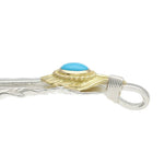 K18 Gold Heart TQ (turquoise) with Silver extra large feather facing left New Authentic from Japan