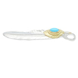 K18 Gold Heart TQ (turquoise) with extra large Silver feather facing right New Authentic from Japan