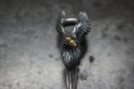 Silver Flap Eagle Claw with K18 Gold Head Top Authentic from Japan
