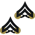 MARINE CORPS CHEVRON: CORPORAL - BLACK METAL, SOLID BRASS COLLAR RANK INSIGNIA BY VANGUARD AUTHENTIC MADE IN USA