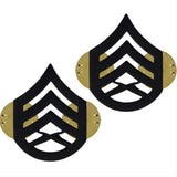 MARINE CORPS CHEVRON: STAFF SERGEANT - BLACK METAL, SOLID BRASS COLLAR RANK INSIGNIA BY VANGUARD AUTHENTIC MADE IN USA