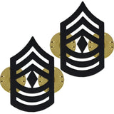 MARINE CORPS CHEVRON: FIRST SERGEANT - BLACK METAL, SOLID BRASS COLLAR RANK INSIGNIA BY VANGUARD AUTHENTIC MADE IN USA